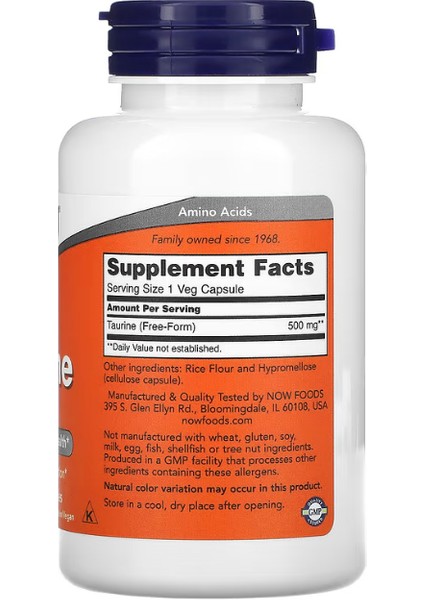 Foods Taurine 500 Mg 100 Veg Capsules fiyatları