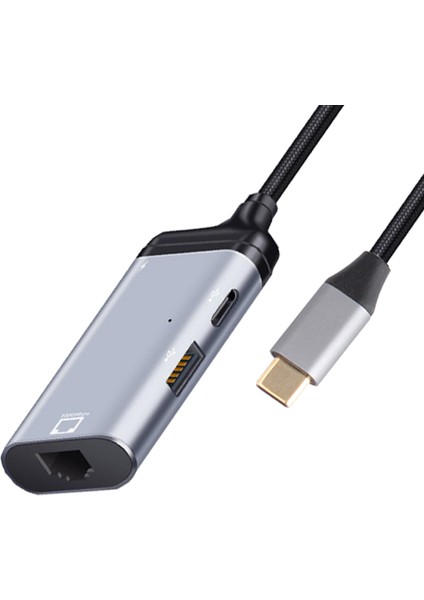 3'ü 1 Arada Tip-C - Gigabit Ethernet RJ45 Lan Pd Şarj USB C Veri Bağlantı Noktası Dönüştürücü Adaptör Tv Pc S20 Için (Yurt Dışından)
