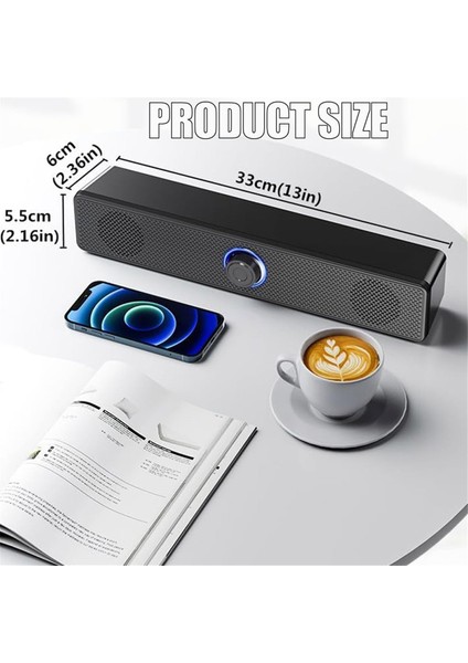 Düğme Ses Kontrolü ve 3,5 mm Aux Girişi ile Bluetooth Bilgisayar Hoparlörleri, Pc Dizüstü Bilgisayar Için Taşınabilir Soundbar Hoparlörü (Yurt Dışından) modelleri