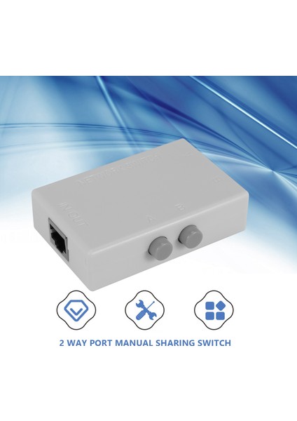 Mini 2 Port RJ45 Rj-45 Ağ Anahtarı Ethernet Ağ Kutusu Switcher Çift 2 Yollu Bağlantı Noktası Manuel Paylaşım Anahtarı Adaptörü Hub (Yurt Dışından)