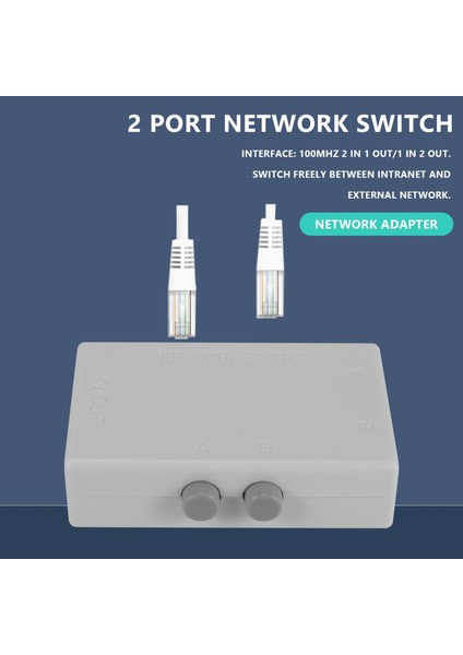 Mini 2 Port RJ45 Rj-45 Ağ Anahtarı Ethernet Ağ Kutusu Switcher Çift 2 Yollu Bağlantı Noktası Manuel Paylaşım Anahtarı Adaptörü Hub (Yurt Dışından)