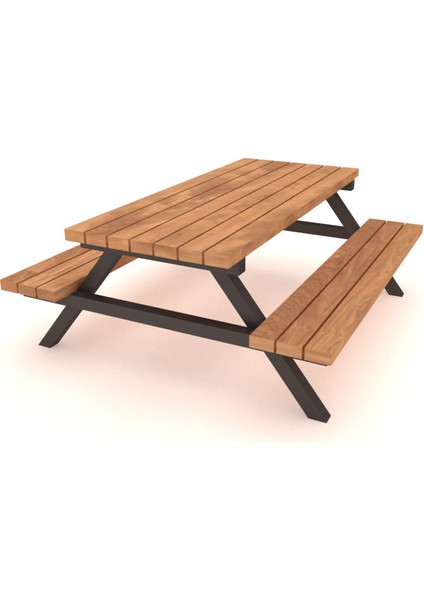 Ahşap Piknik Masası, Metal Gövdeli 180 cm