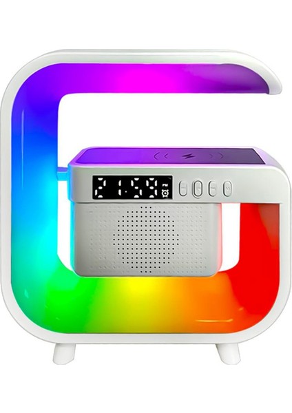 Kablosuz Şarj Standı Bluetooth 5.0 Hoparlör Çok Fonksiyonlu Fm Tf Rgb Gece Lambası Akıllı Telefon Için Hızlı Şarj Istasyonu-A (Yurt Dışından)