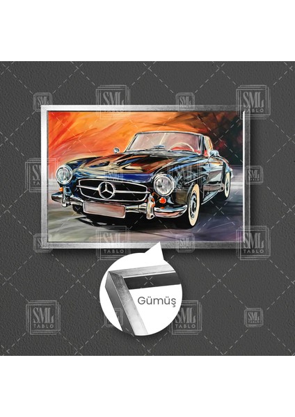 Mercedes Benz Klasik Araba Dekor 1957 Classic 190 Sl Nostalji Çerçeveli Yatay Kanvas Tablo