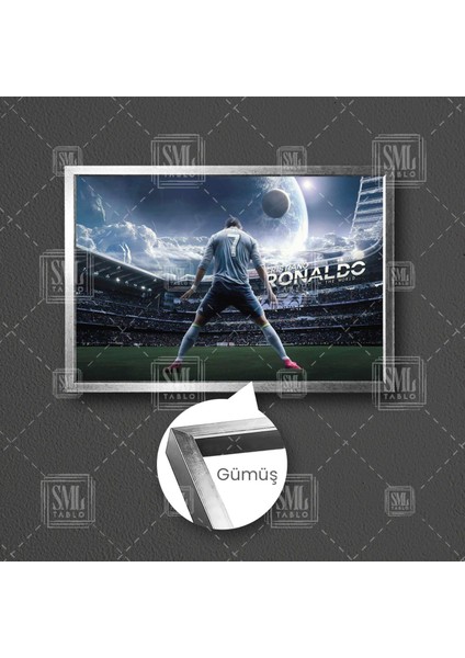 Cristiano Ronaldo Portekiz Cr7 Futbol Art Çerçeveli Yatay Kanvas Tablo