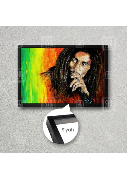 Bob Marley Müzik Efsane Sanatçı Sanat Dekor Çerçeveli Yatay Kanvas Tablo