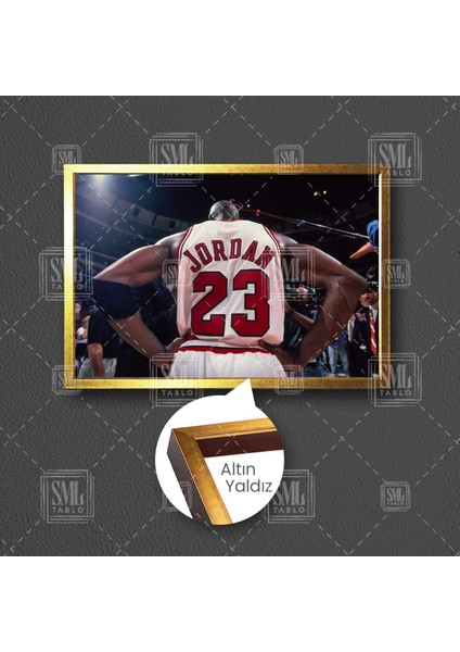 Michael Jordan Art Chicago Bulls Basketbol Nba Beyaz Forma Yirmi Üç Numara Çerçeveli Yatay Kanvas Tablo