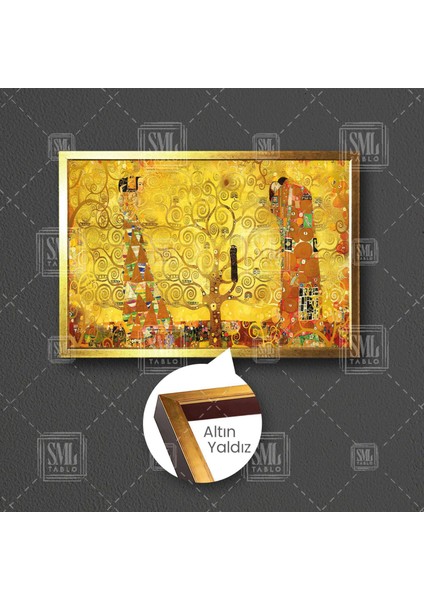 Ressam Gustav Klimt Hayat Ağacı Çerçeveli Yatay Kanvas Tablo