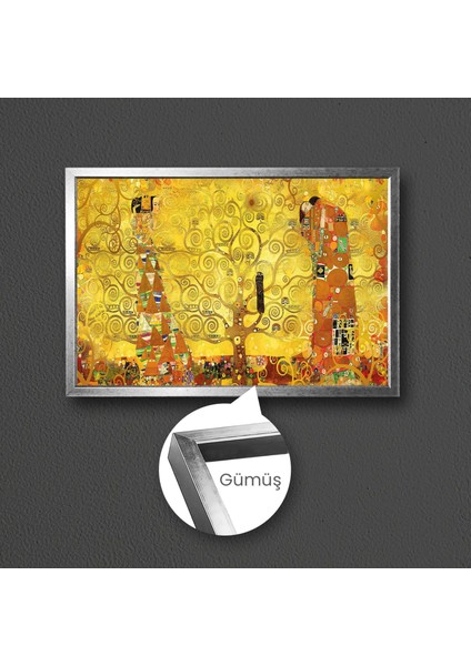 Ressam Gustav Klimt Hayat Ağacı Çerçeveli Yatay Kanvas Tablo