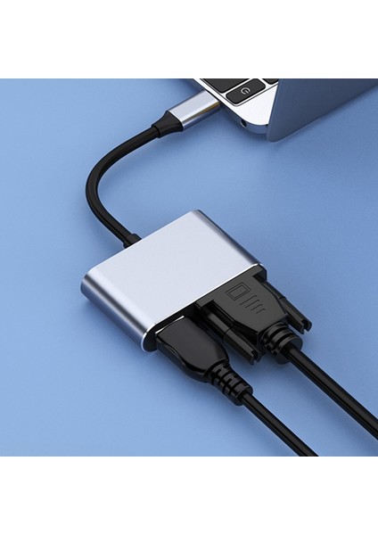 USB C - VGA Çoklu Bağlantı Noktası Adaptörü 4K Tip C Usb-C Hub Video Projektörleri Dönüştürücüler Pro Için Bağlantı Noktası Adaptörü (Yurt Dışından)