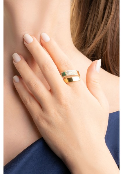 Tanrıça 18 Ayar Sarı Altın Kaplama Gümüş Malahit Yüzük fiyatları