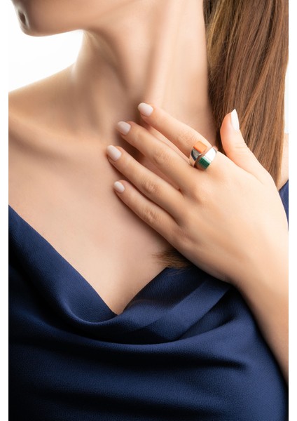 Asimetrik Tasarım 18 Ayar Beyaz Altın Kaplama Gümüş Yüzük fiyatları