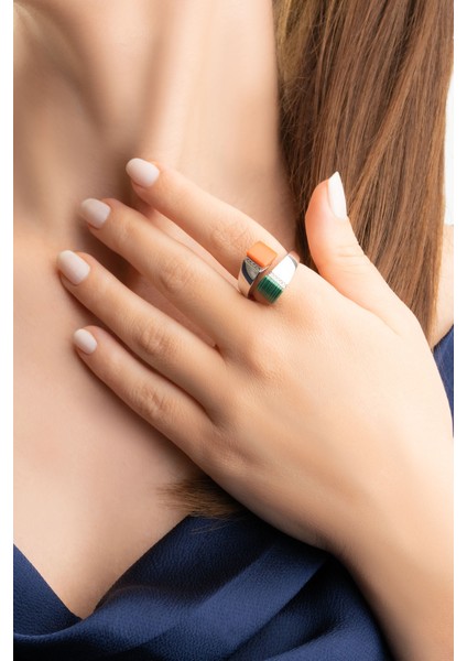 Asimetrik Tasarım 18 Ayar Beyaz Altın Kaplama Gümüş Yüzük modelleri