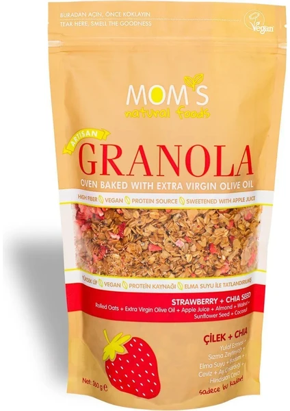 Mom's Natural Foods Çilek & Chıa Granola 360 G