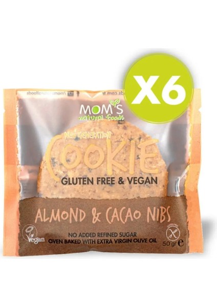 Mom's Natural Foods 6'lı Glutensiz BADEM & CACAO NIBS Cookie