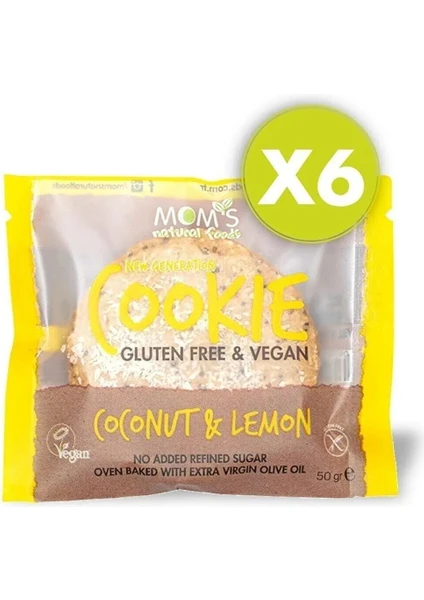 Mom's Natural Foods 6'lı Glutensiz Limon & Hindistan Cevizi Cookie