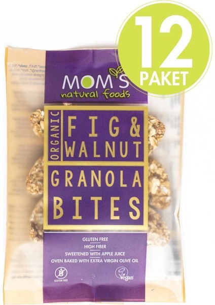 12'li Glutensiz Organik İNCİR-CEVİZ Granola BITE 38 G