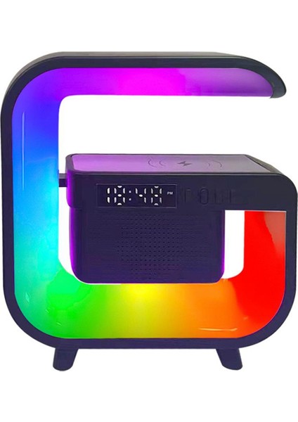 Kablosuz Şarj Standı Bluetooth 5.0 Hoparlör Çok Fonksiyonlu Fm Tf Rgb Gece Lambası Akıllı Telefon-B Için Hızlı Şarj Istasyonu (Yurt Dışından)