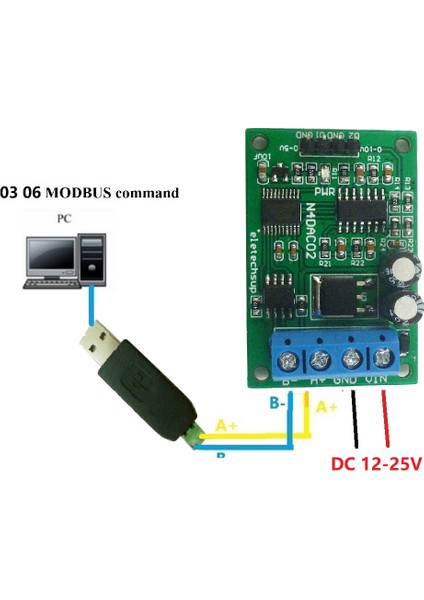 Dc 12V 0-5V 0-10V Gerilim Sinyal Jeneratörü Dac Dönüştürücü Modülü RS485 Modbus Rtu Plc Ölçüm Cihazları Için (Yurt Dışından)
