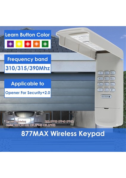 Garaj Kapısı Açacağı Tuş Takımı, Kablosuz Tuş Takımı Anahtarsız Giriş Için Uyumlu 877MAX 377LM 977LM Kablosuz Anahtarsız Tuş Takımı Güvenli (Yurt Dışından) fiyatları