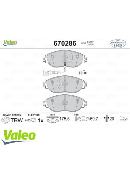 VAL-670286 Ön Balata Golf Vıı 5g1 12 Passat 362 3g5 10 ...