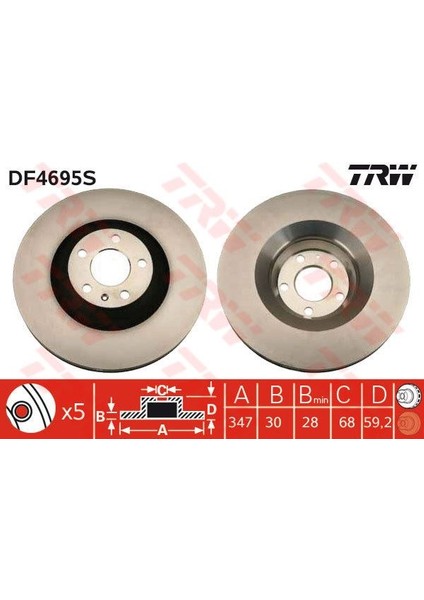 TRW-DF4695S x Ön Fren Aynası Havalı A6-A6 Avant 4f5-A6 Al...