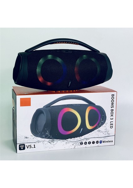 Taşınabilir Bluetooth Hoparlör Subwoofer Ses Kutusu Su Geçirmez Rgb Işık Fonksiyonu ile Ofis Dış Mekan Ev Oyuncu Mavi (Yurt Dışından)
