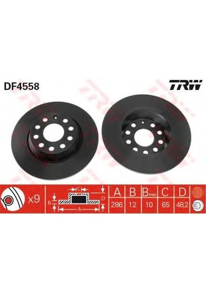 TRW-DF4558 Arka Fren Aynası Golf V-V-Passat 05 Jetta Iıı-...