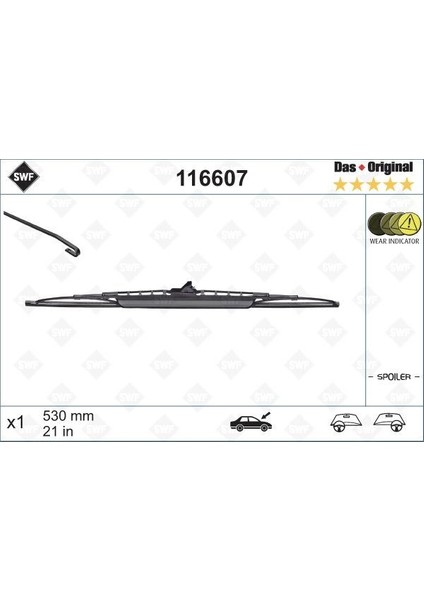 VAL-116607 Silecek Swf 53CM X1 Spoilerli Golf Iıı Iv A3...