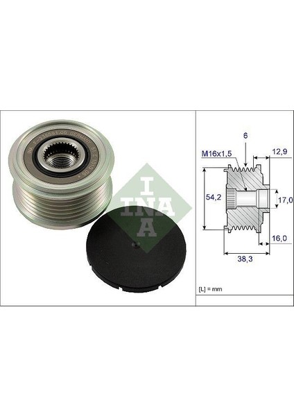 INA-535006210 Alternatör Gergi Kasnağı P206-207-307-308-4...