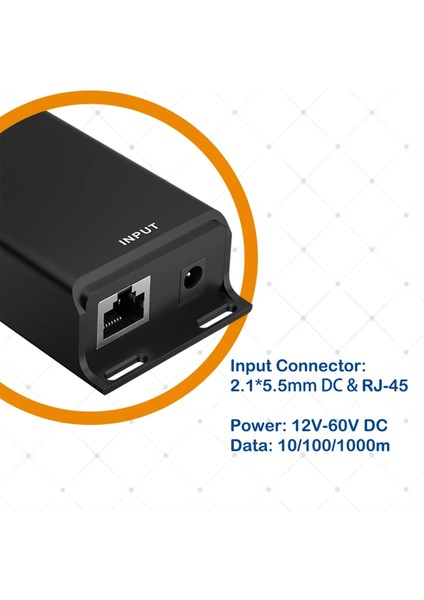 Gigabit Poe Enjektörü Güneş Enerjisi Dönüşümleri Için 12V - 24V Poe Dönüştürücü 12-60V Giriş 24V Pasif Poe Çıkışı (Yurt Dışından)