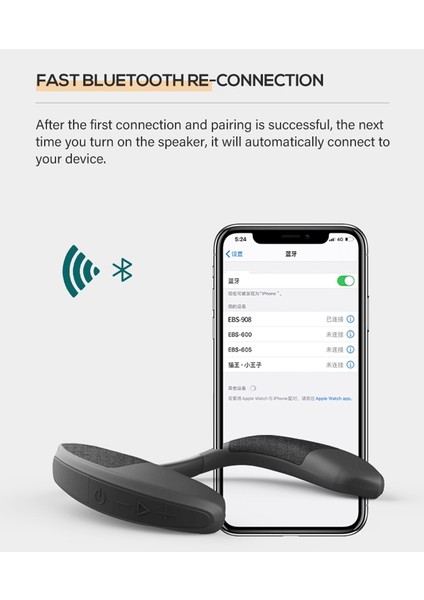 Kablosuz Bluetooth Boyun Hoparlör Taşınabilir Giyilebilir Çevre Açık Hava Ev Için Mikrofon Bas Hıfı Boyun Bandı Hoparlör (Yurt Dışından)