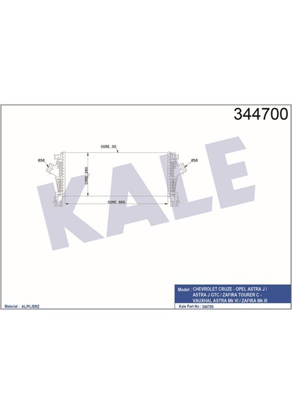 KLR-344700 Turbo Radyatörü Intercooler Astra J-Cruze J30...