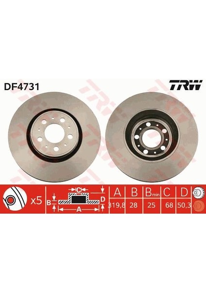 TRW-DF4731 Fren Diski Ön S60 I 2000-2010-S80 I 1999-2006-...