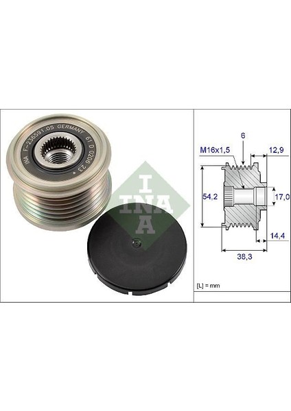 INA-535019410 Alternatör Kasnağı Rulmanlı P206-207-307-30...
