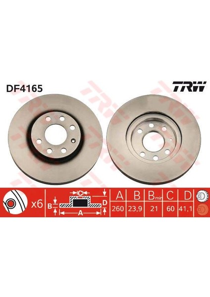 TRW-DF4165 Ön Fren Aynası Corsa C Z14 Y17DT 00-03 1.3cdti...