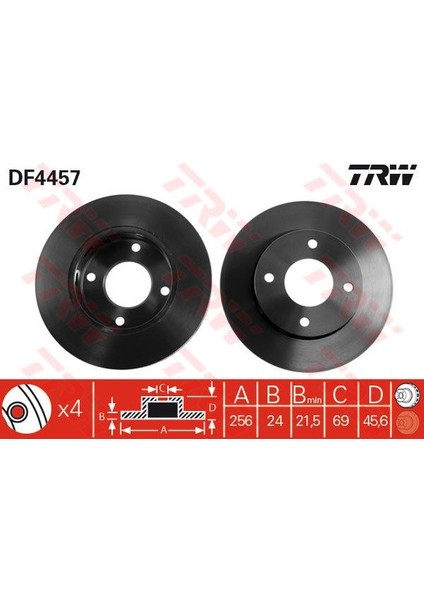 TRW-DF4457 Ön Fren Aynası Colt Vı-Vıı 1.1-1.3-1.5-1.5dı-D...