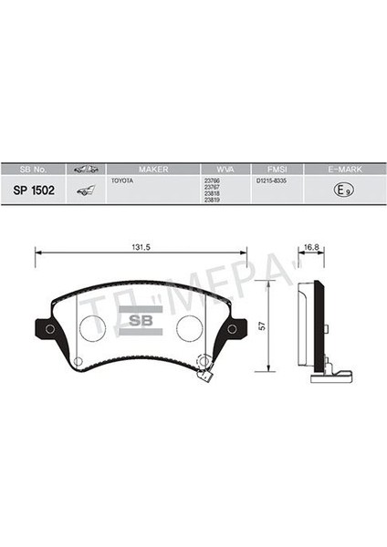 Sangsıng  SNG-SP1502 Ön Balata Corolla 1.4-1.6-1.4VVTİ-1.6VVTİ...