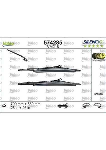 VAL-574285 Valeo Silencio VM218×2 700 680 mm Peugeot 30...