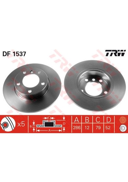 TRW-DF1537 Ön Fren Aynası Bmw E3 6316318 90-98 E36COMPACT...