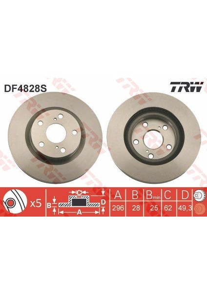 Trw  -DF4828S Ön Fren Aynası Havalı Rav 4 Iıı Aca/ace 2.0 V...