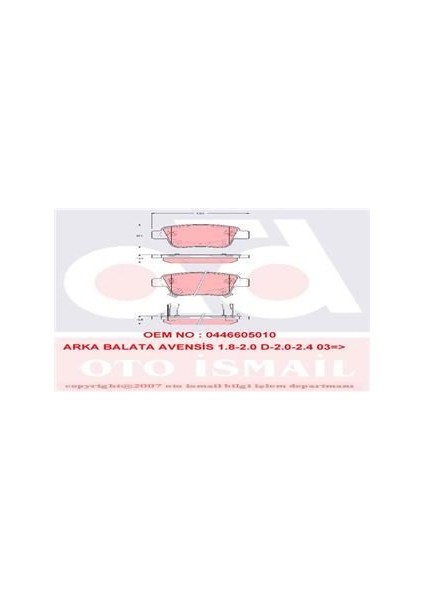 Sangsıng SNG-SP2184 Arka Balatası Avensıs 1.8-2.0-2.4 03 Coro...