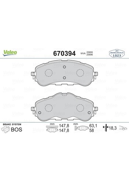 VAL-670394 Ön Balata P308 Iı 1.2 Vti-1.2 Thp-1.6 Hdi-2....