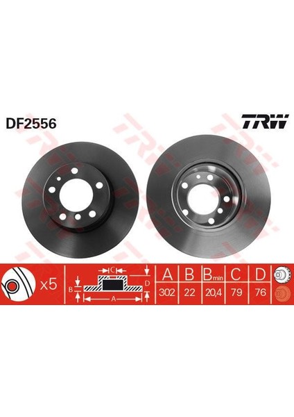 TRW-DF2556 Fren Diski Ön 5 1987-1997-7 1986-1994