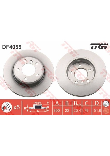 TRW-DF4055 Ön Fren Aynası Havalı E46 318I.320D.325I.325XI...