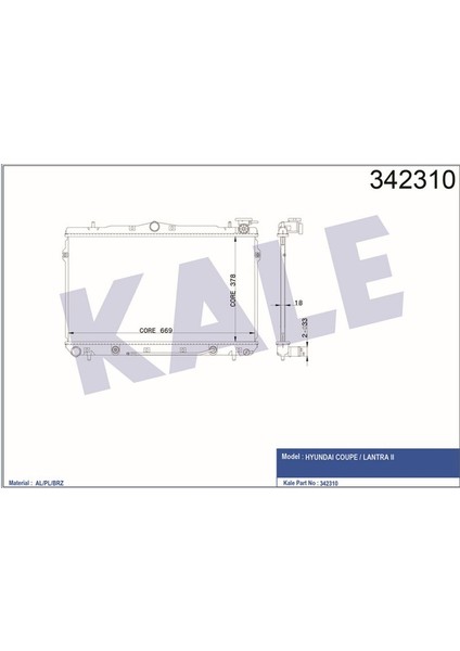 KLR-342310 Radyatör Hyundaı Elantra Iı-Coupe Al-Pl-Brz