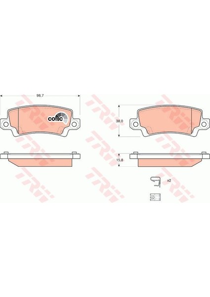 TRW-GDB3289 Arka Balata Corolla 1.4 1.6 1.4VVTİ 1.6VVTİ 1...