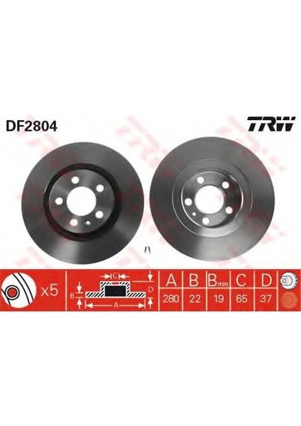TRW-DF2804 Ön Fren Aynası Golf Iv 97-06 Bora 98-05 Octavı...