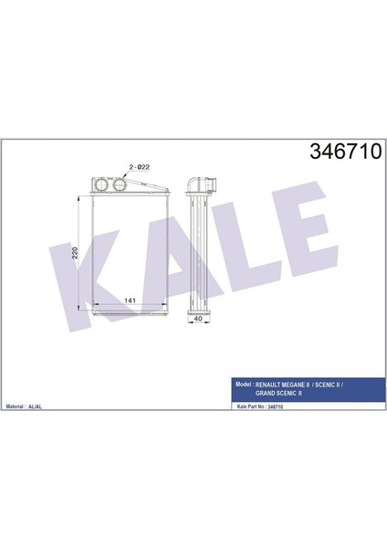 KLR-346710 Kalorifer Radyatörü Mgn Iı-Scenıc Iı 220×141×40
