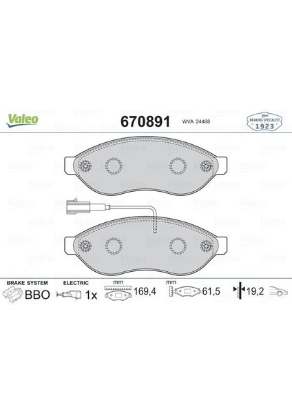 VAL-670891 Ön Balata Ducato 3-4-Boxer 3-4-Jumper 3-4 06...